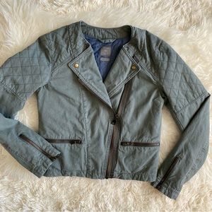 Gap Quilted Cotton Moto Jacket in Drab Green, size 4